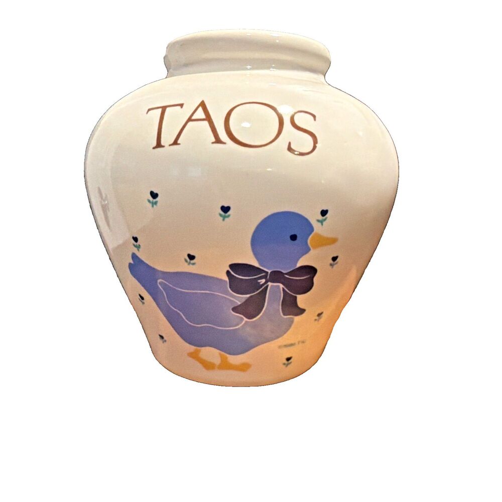 Vintage 1986 TIC Country Blue Goose Duck Bud Vase Taos New Mexico Souvenir 80s